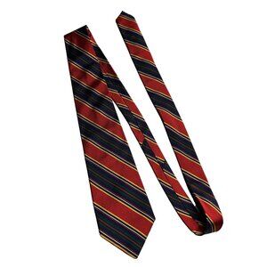 Polo Ralph Lauren Necktie Silk Red Blue Preppy Repp Handmade Italy Red Blue Gold